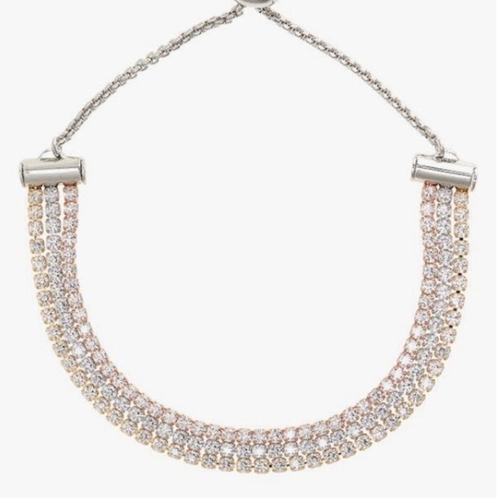 Nordstrom Metallic Triple Strand Slider Multi Metallic Gold Silver Bronze